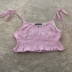Pink Cupcake Crop Top Ruffle Tank w/ Tie Straps Kendall & Kylie